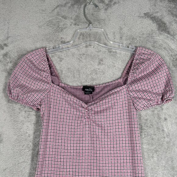 Rue21 Dress Womens Small Pink Plaid Babydoll Mini Dress Vintage Y2K Cottagecore - Picture 4 of 10